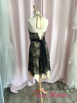 Robe de cocktail Noire & Champagne "Juju & Christine"